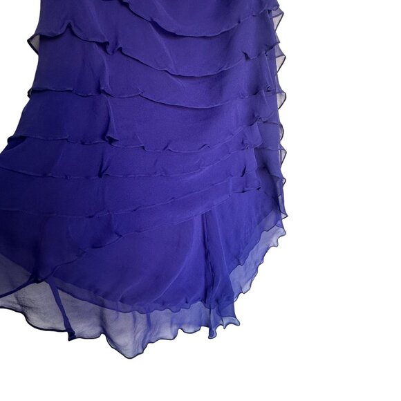 Shawn Ray Fons Tiered Chiffon Silk Strapless Cocktail Dress Size 8 Blue NWT $880 - Picture 4 of 10